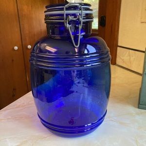 Vintage Cobalt Glass Cookie Jar